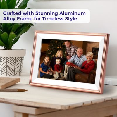 Image showing  10.1 in. WiFi Frameo Digital Picture Frame - Aluminum Frame - Photo Frame, Unlimited Storage (Rose Gold)