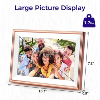 Image showing 6 th ELIME 10.1 in. WiFi Frameo Digital Picture Frame - Aluminum Frame - Photo Frame, Unlimited Storage (Rose Gold)