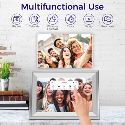 Image showing  10.1 in. WiFi Frameo Digital Picture Frame - Aluminum Frame - Photo Frame, Unlimited Storage (Silver)