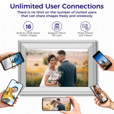 Image showing  10.1 in. WiFi Frameo Digital Picture Frame - Aluminum Frame - Photo Frame, Unlimited Storage (Silver)