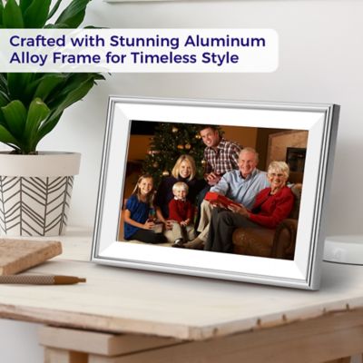 Image showing  10.1 in. WiFi Frameo Digital Picture Frame - Aluminum Frame - Photo Frame, Unlimited Storage (Silver)
