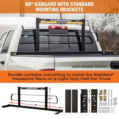 Image showing  Kabgard Steel Headache Rack with Mounting Kit, 69 x 23.5in. Truck Cab Rack, Black