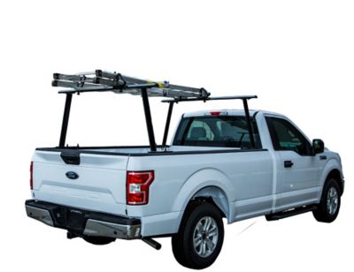 Buyers Products Black Aluminum Ladder Rack with Adjustable Height and Clamp On Mount, 800 lb. Load Capacity