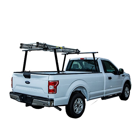 Buyers Products Black Aluminum Ladder Rack with Adjustable Height and Clamp On Mount, 800 lb. Load Capacity