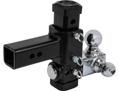 Image showing  Adjustable Tri-Ball Hitch with Rotating Chrome Towing Balls for 2-1/2 Inch Receivers