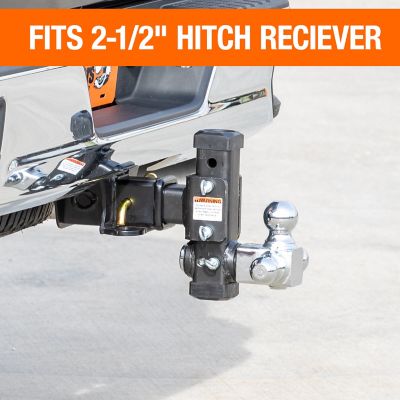 Image showing  Adjustable Tri-Ball Hitch with Rotating Chrome Towing Balls for 2-1/2 Inch Receivers