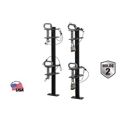 Buyers Products Black Steel 2-Channel Lockable Landscape Trimmer Rack for Open Trailers