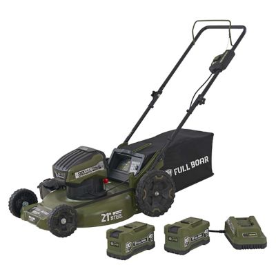 Full Boar 80 V 21 in. 3-in-1 Lithium-Ion Push Lawn Mower (2 Batteries and 1 Charger Included)