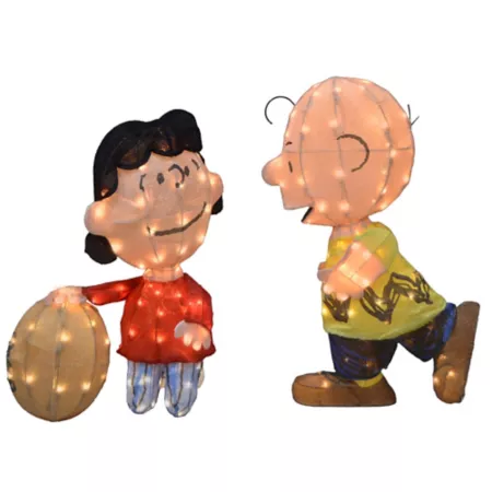 ProductWorks Peanuts Lucy Football with Charlie Brown Halloween Statues