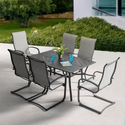 Image showing 9 th Nuu Garden Outdoor 7 pc. Iron Dining Set, SD003Gr, T3BK