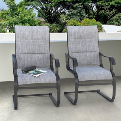 Image showing 7 th Nuu Garden Outdoor 2 pc. Patio Dining Chairs, Breathable Textilene, Light Gray