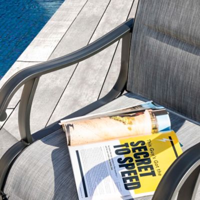 Image showing 8 th Nuu Garden Outdoor 2 pc. Patio Dining Chairs, Breathable Textilene, Light Gray