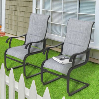 Image showing 9 th Nuu Garden Outdoor 2 pc. Patio Dining Chairs, Breathable Textilene, Light Gray