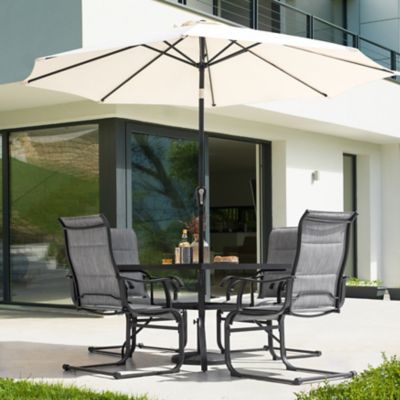 Image showing  Outdoor 5 pc. Dining Set with Umbrella Hole, Textilene and Iron, Light Gray