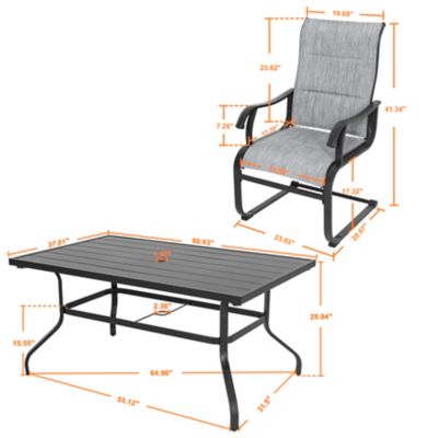 Image showing 9 th Nuu Garden 7 pc. Outdoor Textilene and Iron Patio Dining Set with Umbrella Hole