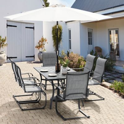 Image showing  Patio 7-Piece Textilene and Iron Dining Set with Umbrella Hole