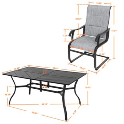 Image showing 7 th Nuu Garden Patio 7 pc. Textilene and Iron Dining Set with Umbrella Hole