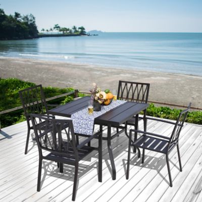 Nuu Garden Outdoor 5-Piece Dining Set, Stackable Chairs and Square Table