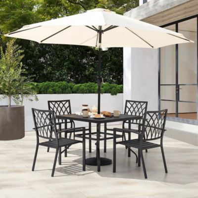 Image showing  Outdoor 5-Piece Dining Set, Stackable Chairs and Square Table, Black