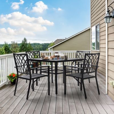 Image showing  Outdoor 5-Piece Dining Set, Stackable Chairs and Square Table, Black
