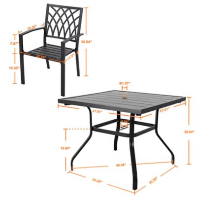 Image showing 5 th Nuu Garden Outdoor 5 pc. Dining Set, Stackable Chairs and Square Table, Black