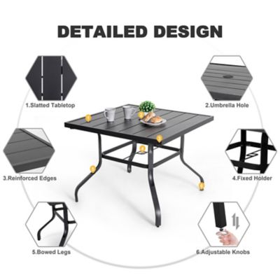 Image showing 8 th Nuu Garden Outdoor 5 pc. Dining Set, Stackable Chairs and Square Table, Black