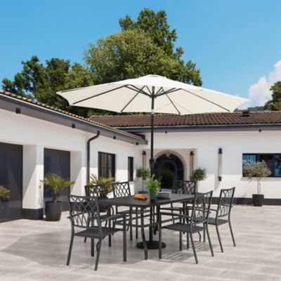 Image showing  7 pc. Outdoor Iron Dining Set with 1.57 in. Umbrella Hole, Black