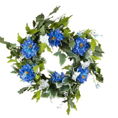 GIL 24 in. Blue Wild Flower Wreath