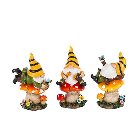 GIL 6.3 in. Resin Americana Gnome Figurines Set of 3, 2668550EC