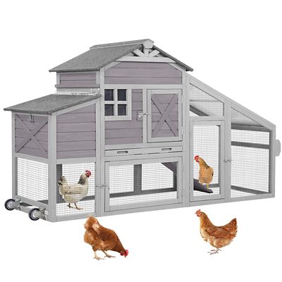 Aivituvin Wooden Chicken Coop with Wheels 17.1ft for 2-3 Chickens