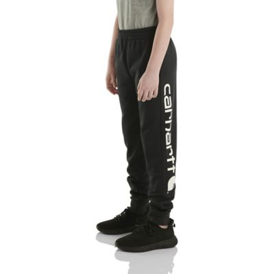 Image showing 1 th Carhartt Boys' Classic Fit Mid-Rise Fleece Logo Sweatpants