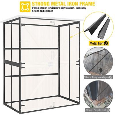 Image showing  55.2 in. x 26.1 in. Wooden Garden Shed with Metal Frame, Brown