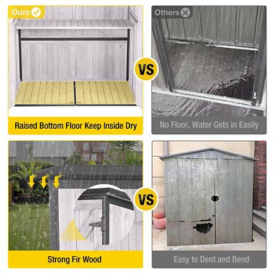 Image showing  55.2 in. x 26.1 in. Wooden Garden Shed with Metal Frame, White