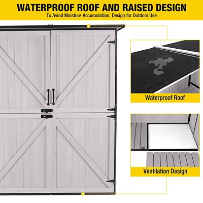 Image showing  55.2 in. x 26.1 in. Wooden Garden Shed with Metal Frame, White