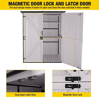 Image showing 5 th Aivituvin 55.2 in. x 26.1 in. Wooden Garden Shed with Metal Frame, White