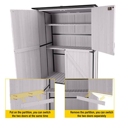 Image showing 6 th Aivituvin 55.2 in. x 26.1 in. Wooden Garden Shed with Metal Frame, White