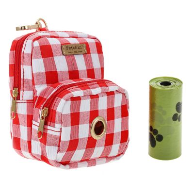 Fetchin' Co Pet Gingham Mini Backpack Waste Bag Holder