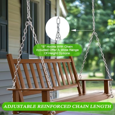 Image showing  2-Person Outdoor Wooden Patio Porch Swing with Chains and Curved Bench, 550 lb. Capacity, 4 ft.