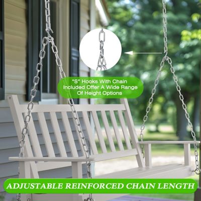 Image showing  2-Person Outdoor Wooden Patio Porch Swing with Chains and Curved Bench, 550 lb. Capacity, 4 ft.