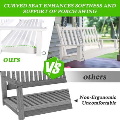 Image showing 5 th Veikous 2-Person Outdoor Wooden Patio Porch Swing with Chains and Curved Bench, 550 lb. Capacity, 4 ft.