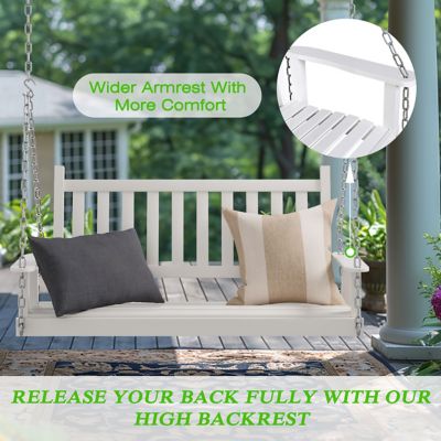 Image showing 6 th Veikous 2-Person Outdoor Wooden Patio Porch Swing with Chains and Curved Bench, 550 lb. Capacity, 4 ft.