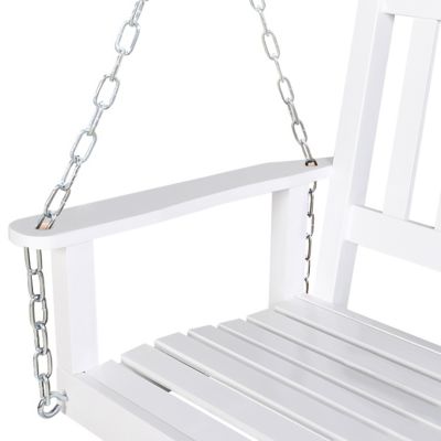 Image showing 8 th Veikous 2-Person Outdoor Wooden Patio Porch Swing with Chains and Curved Bench, 550 lb. Capacity, 4 ft.