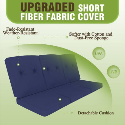 Image showing  3-Person Metal Patio Swing Chair with Converting Canopy and Detachable Cushion and Side Trays, 661 lb. Capacity