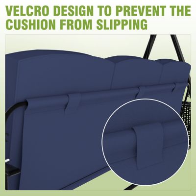 Image showing 8 th Veikous 3-Person Metal Patio Swing Chair with Converting Canopy and Detachable Cushion and Side Trays, 661 lb. Capacity