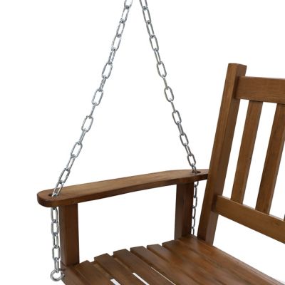 Image showing 8 th Veikous 3-Person Outdoor Wooden Patio Porch Swing with Chains and Curved Bench, 793 lb. Capacity, 5 ft.