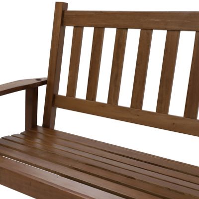 Image showing 9 th Veikous 3-Person Outdoor Wooden Patio Porch Swing with Chains and Curved Bench, 793 lb. Capacity, 5 ft.