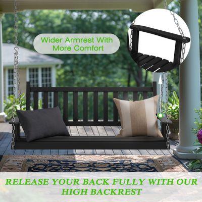 Image showing 6 th Veikous 3-Person Outdoor Wooden Patio Porch Swing with Chains and Curved Bench, 793 lb. Capacity, 5 ft.