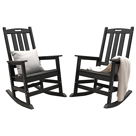 Veikous Plastic Outdoor Rocking Chair Set, 2-Piece