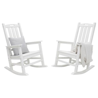 Veikous Plastic Outdoor Rocking Chair Set, 2-Piece