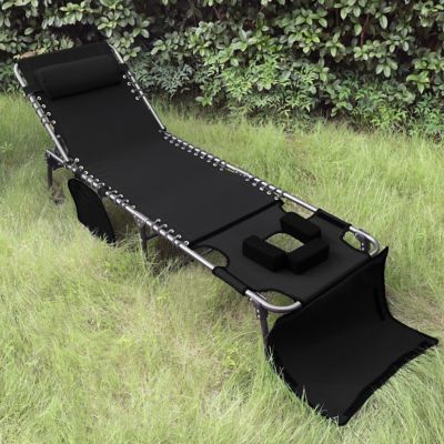 Veikous Outdoor Chaise Lounge Chair with Face Hole and Pocket